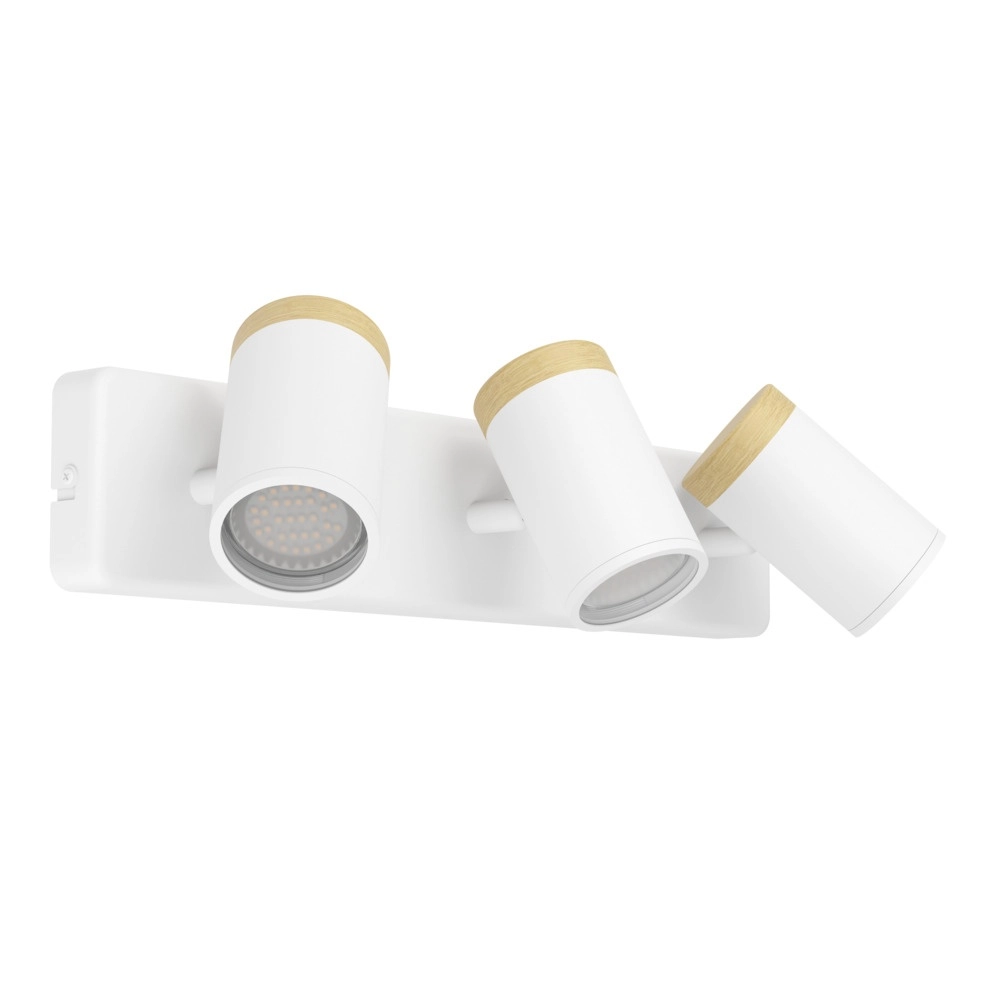Plafondlamp Consuma 3-lichts wit met hout Plafondlamp Consuma 3-lichts wit met hout