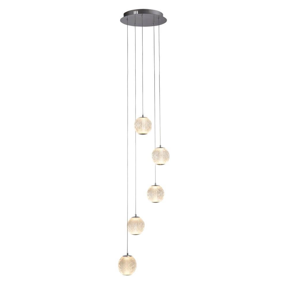 5-lichts hanglamp Allure chroom rond Searchlight 5053423243290