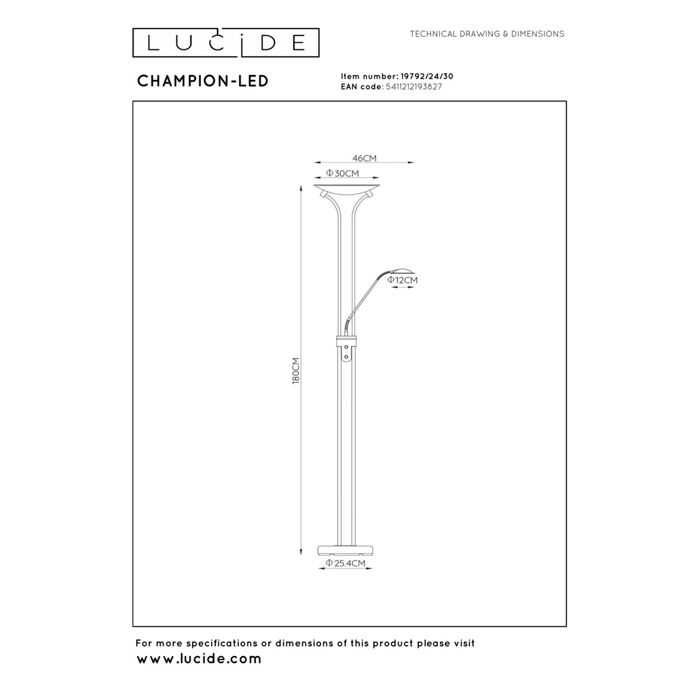 Leeslamp Champion-Led zwart Lucide 5411212193827