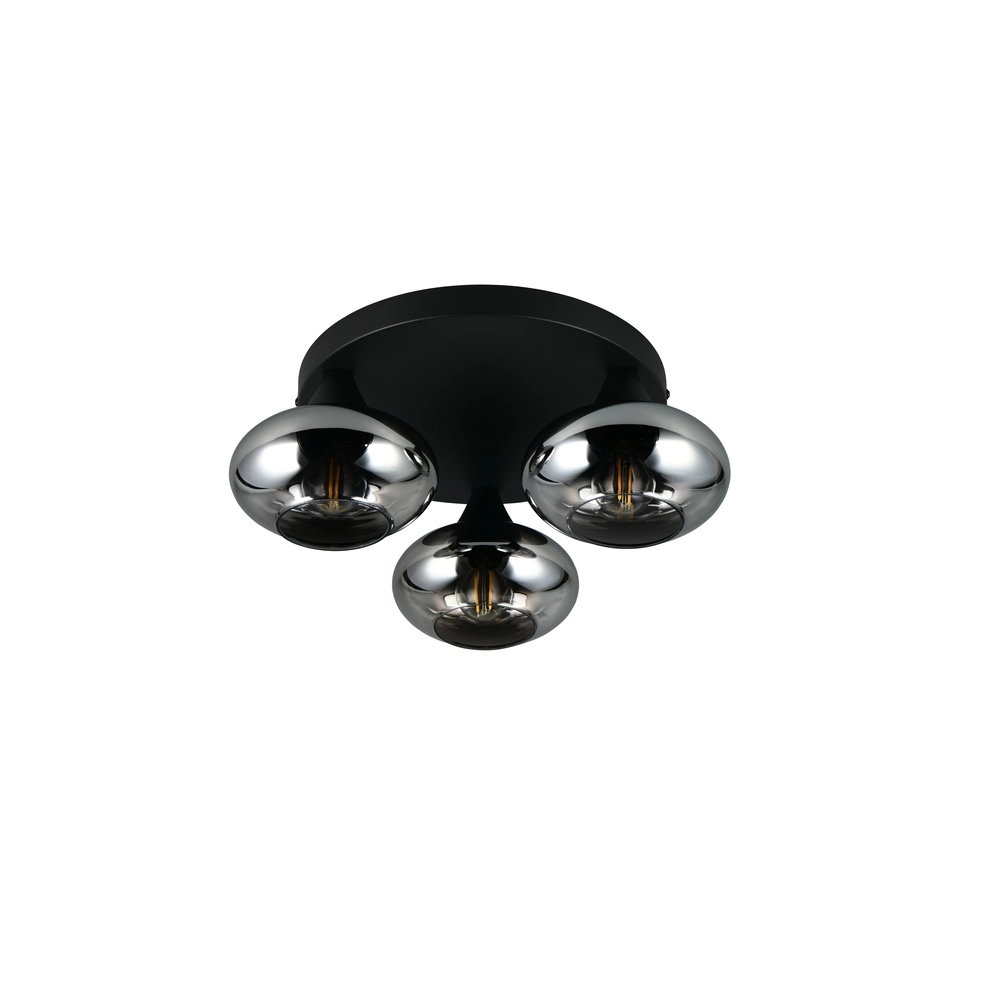 Plafondlamp Divina zwart met smoke glas Trio 4017807667387