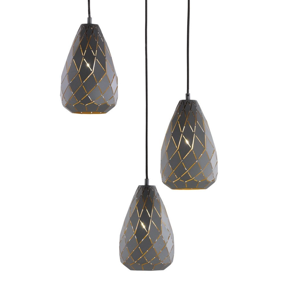 Moderne hanglamp Onyx 3-lichts antraciet Trio 4017807390346