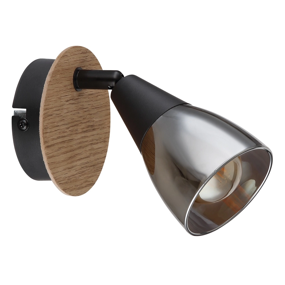 Wandlamp Mubby zwart met houtlook Globo 9007371457854