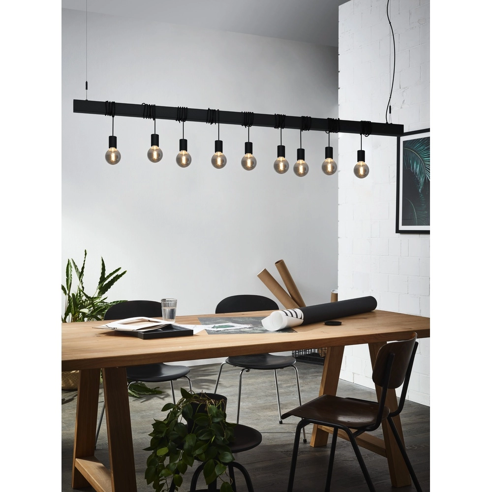 9-lichts hanglamp Townshend-B zwart - eettafel Eglo 9002759399399
