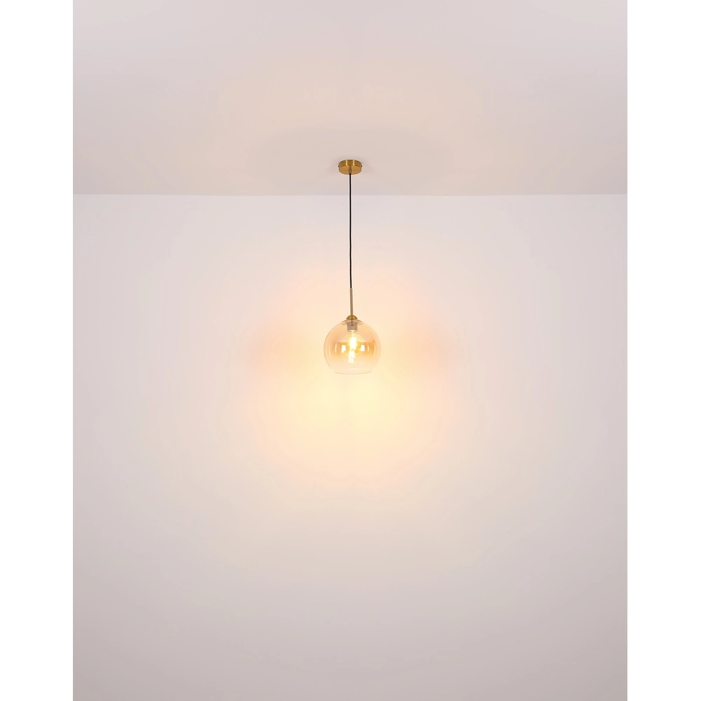 Gouden hanglamp Jamessa 6-lichts met amber glas Globo 9007371435692