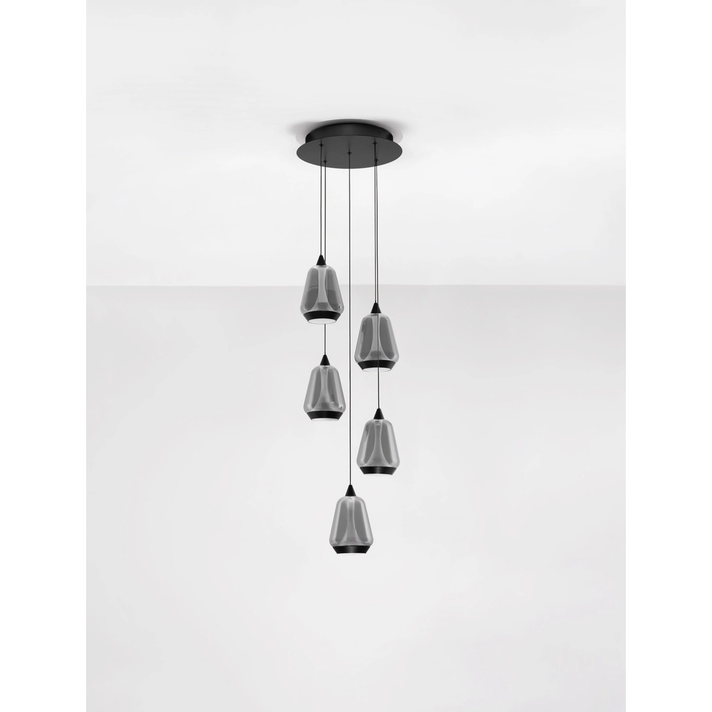 Design hanglamp Alish 5-lichts smoke glas Lyora 5212017477729