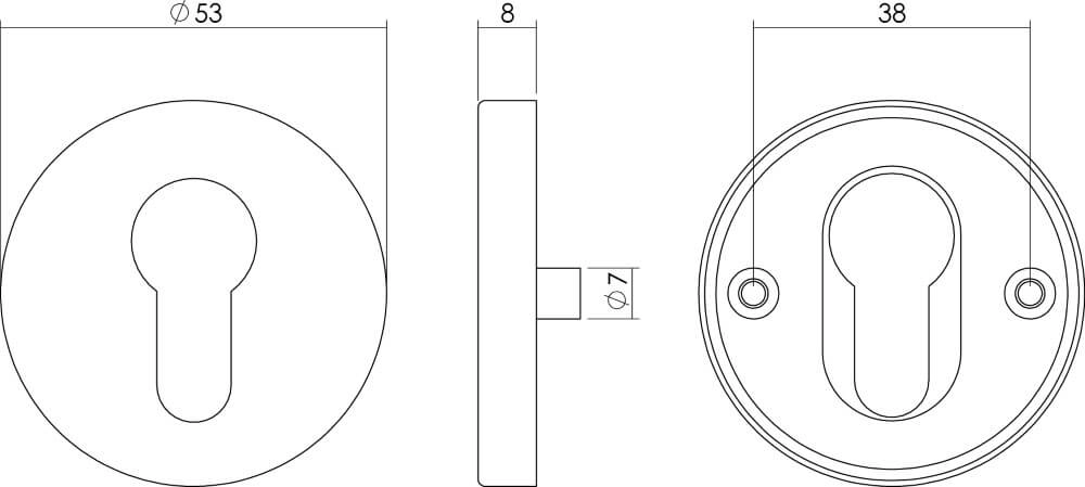 Cilinderrozet Tira met nok RVS Intersteel 8714186130476