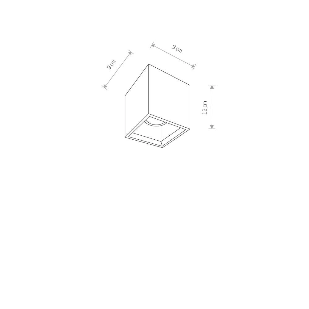 Vierkante plafondspot Bold van beton Lyora 5903139938891