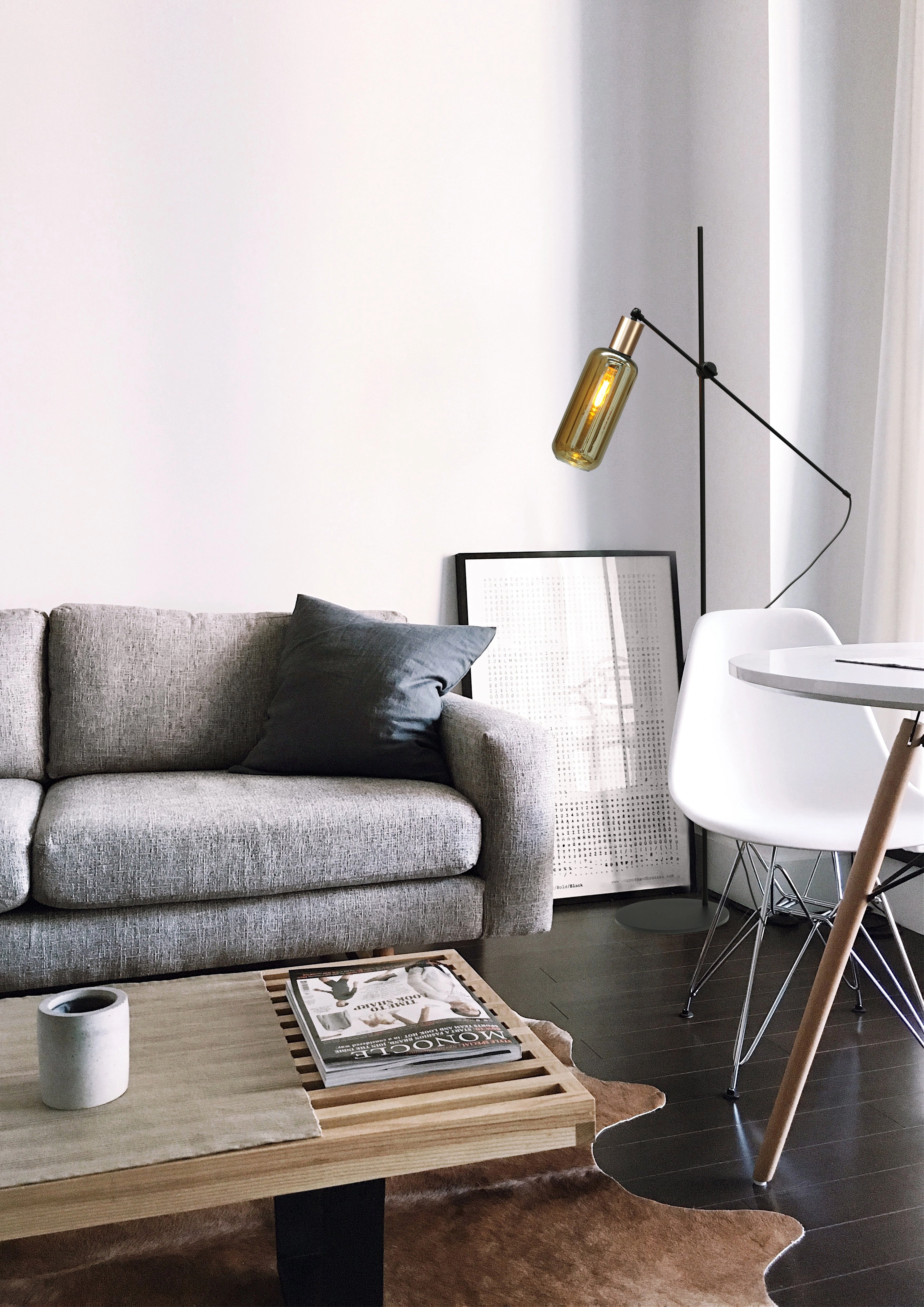 Zwarte vloerlamp Bounty verstelbaar met rond glas Masterlight 8718121246802