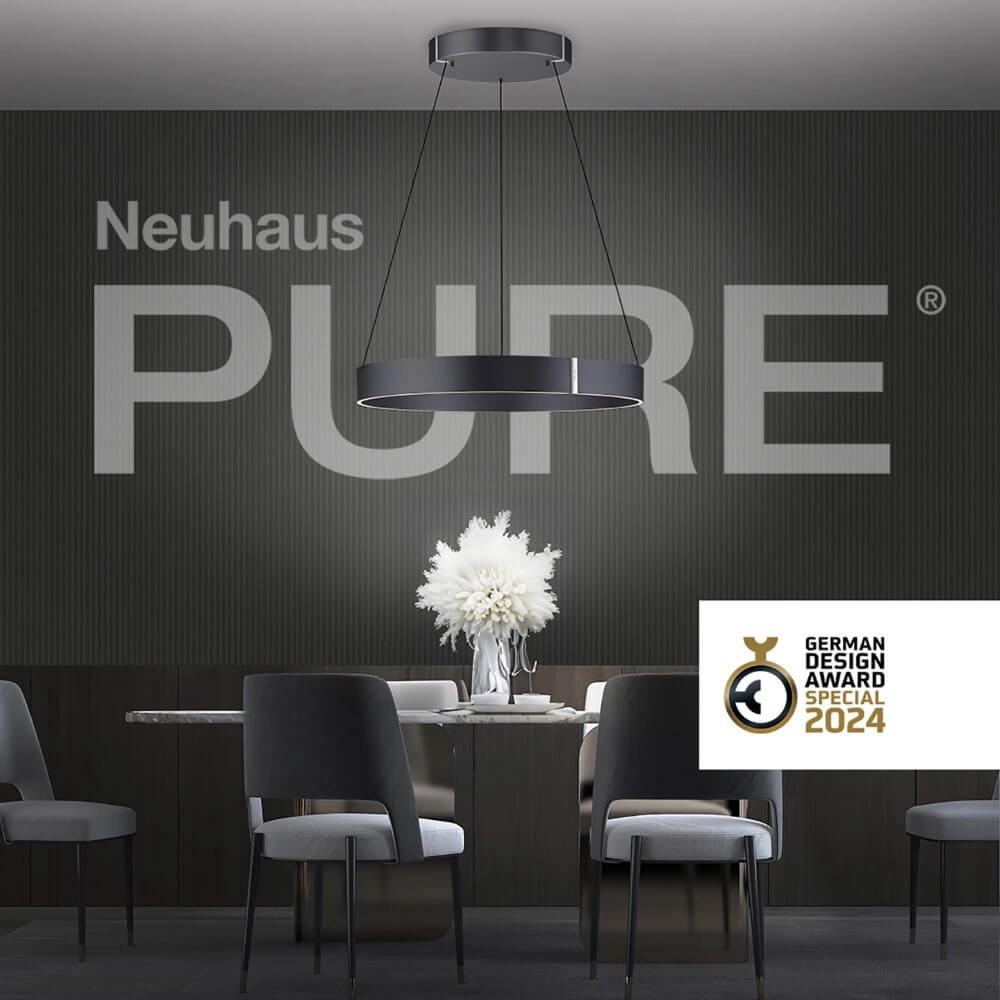 Ronde hanglamp Pure E-Clipse grijs Ø 70cm Paul Neuhaus 4012248372340