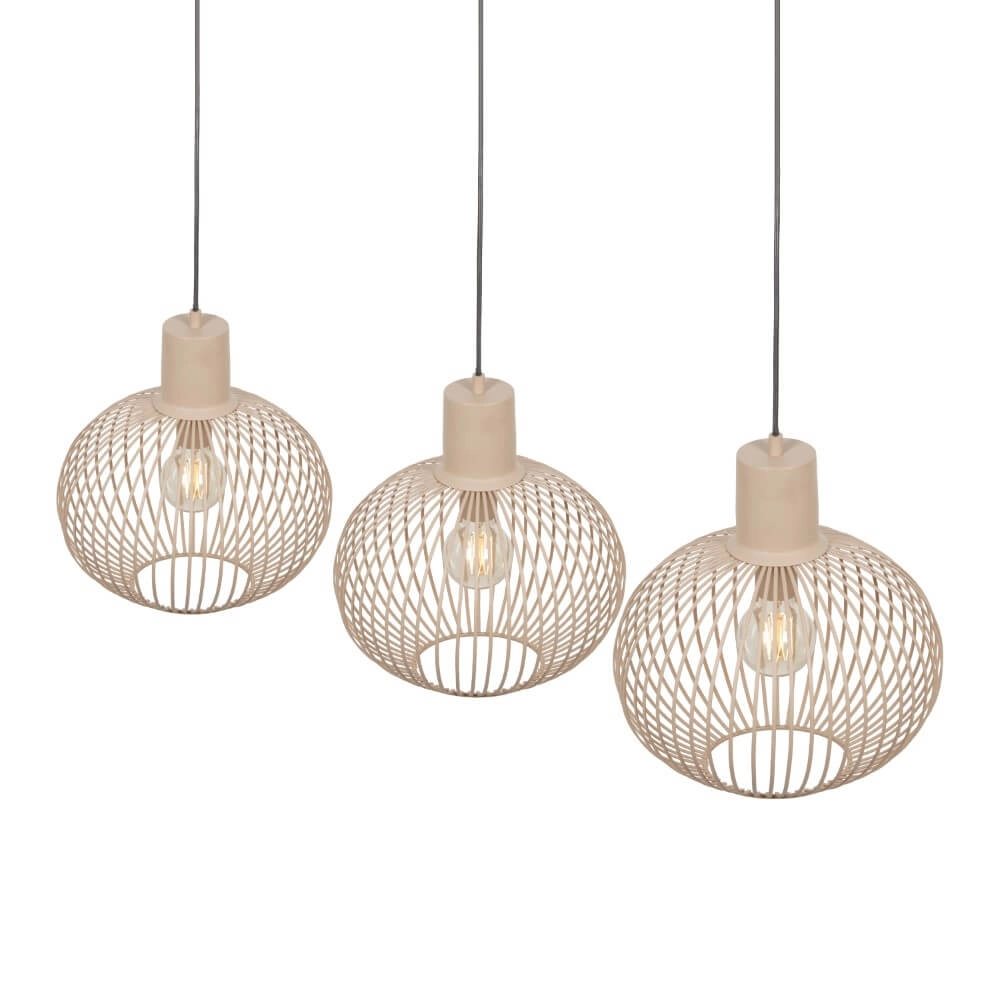 Eetkamer hanglamp Gila 3-lichts - zand Trio 4017807617580