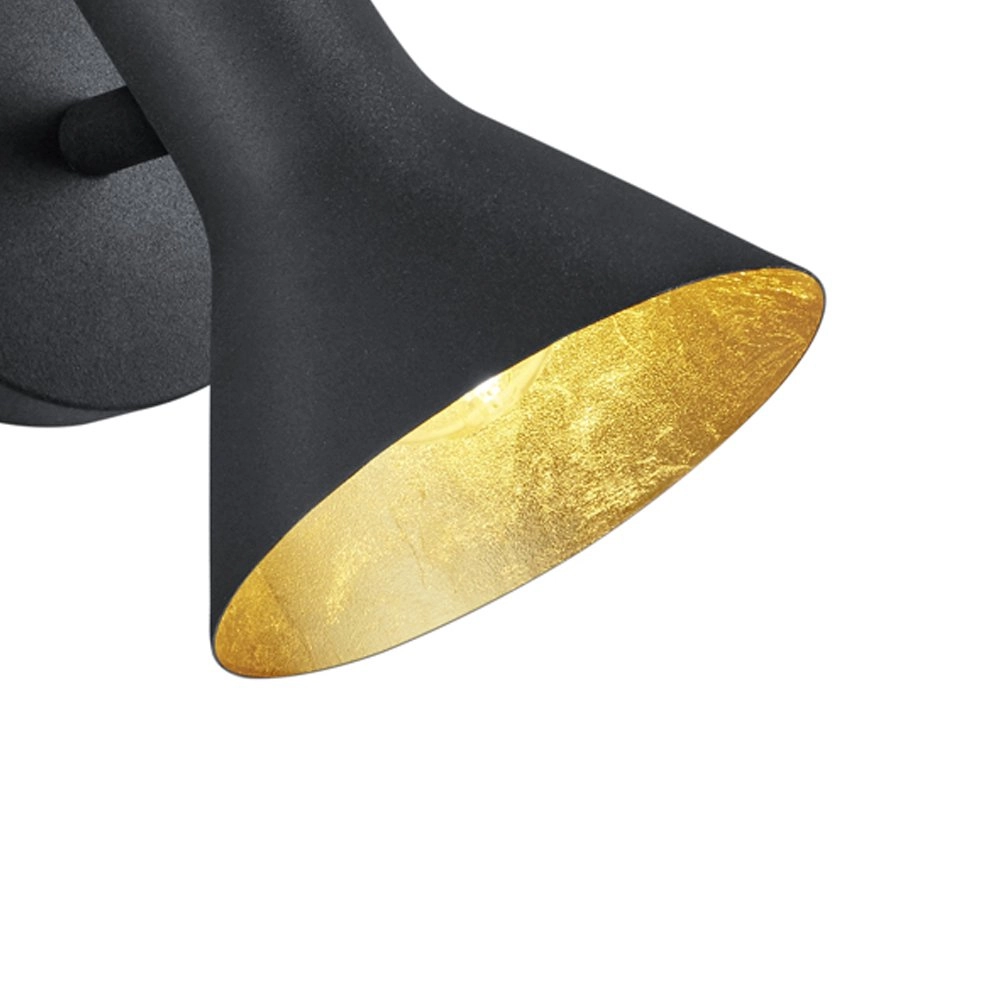 Stoere plafondspot Nina zwart met goud Trio 4017807298840