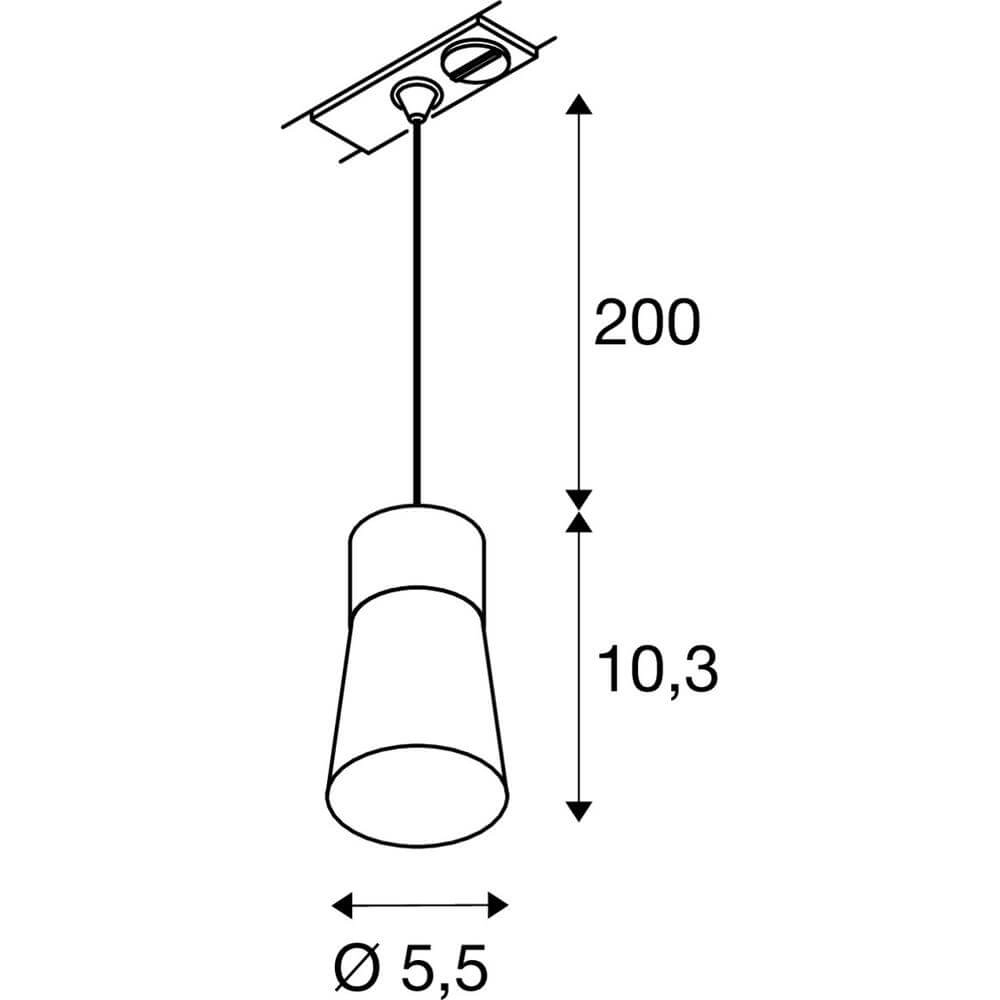 Pendel voor rail Puri 2.0 Cone grijs 1-fase SLV 4024163294652