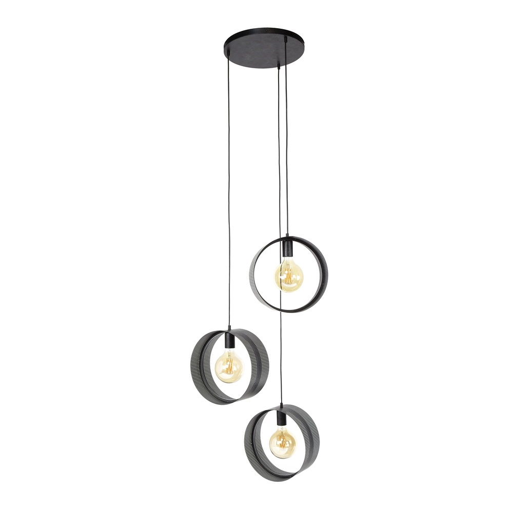Landelijke hanglamp Ring charcoal - 3x E27 Lyora 8716803510975