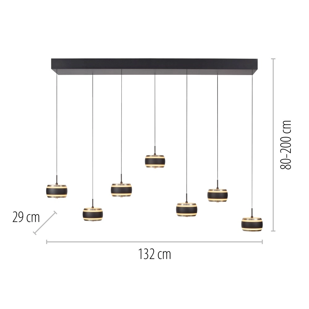 7L eettafel hanglamp Pure Falling Rings black pearl Paul Neuhaus 4012248396599