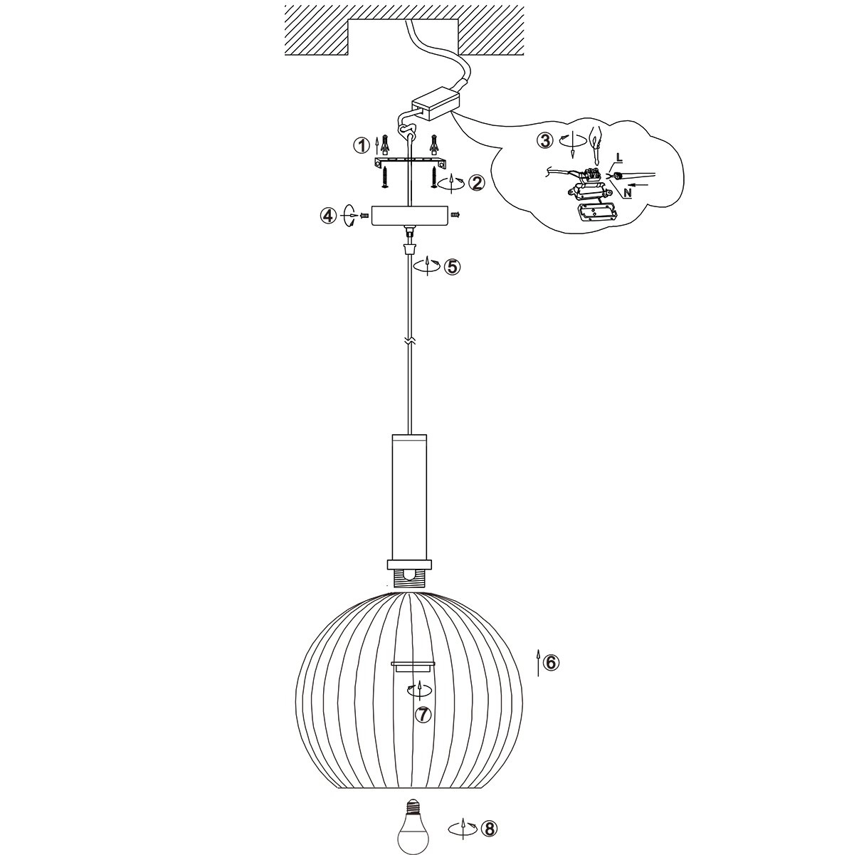 Draadlamp Aureole 42cm zwart met goud Steinhauer 8712746135480
