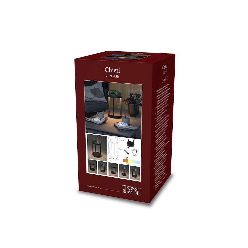 Tafellamp oplaadbaar Chieti zwart KonstSmide 7318307821758