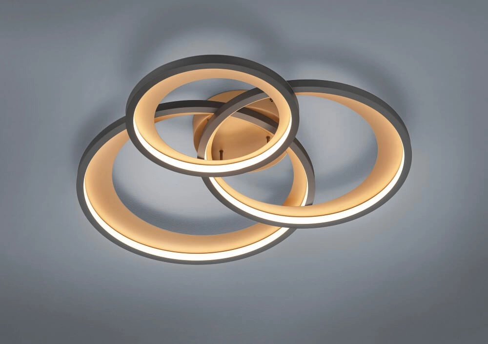 Plafonnière Granada 3-rings goud met zwart Trio 4017807505702