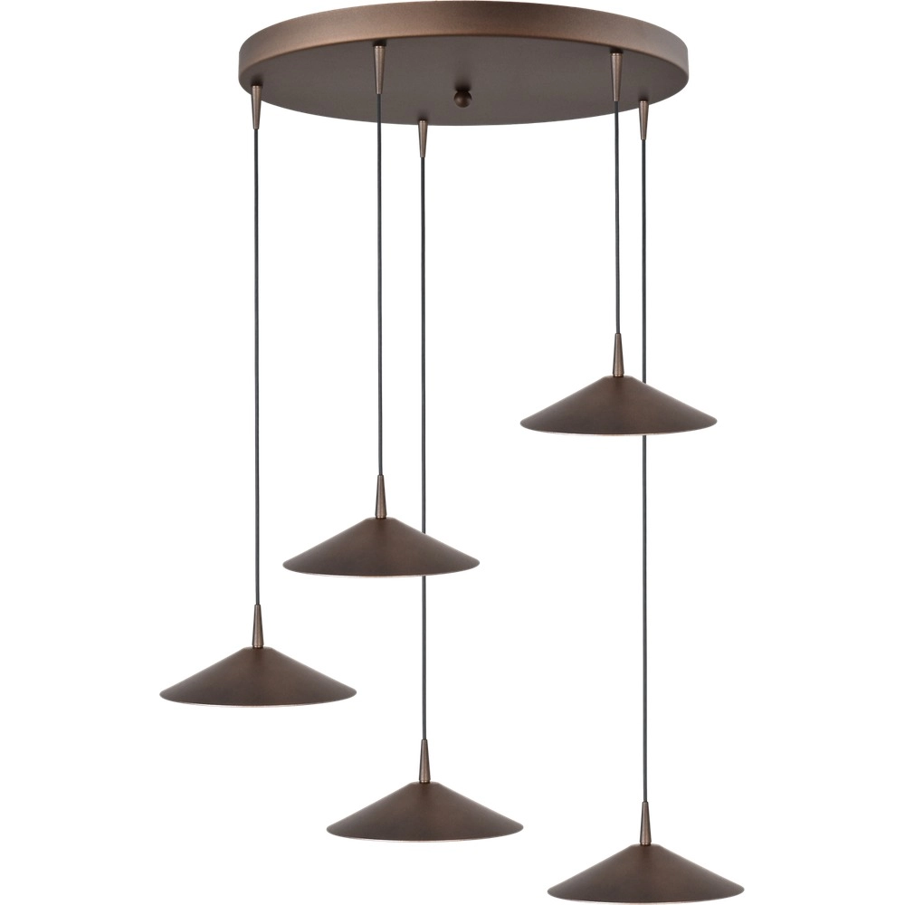 5-lichts hanglamp Ceppo cacao bruin Ø 22cm rond
