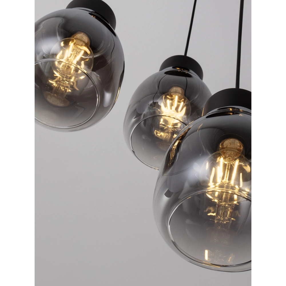 Hanglamp Blacu 3-lichts zwart rond Lyora 5212017447487