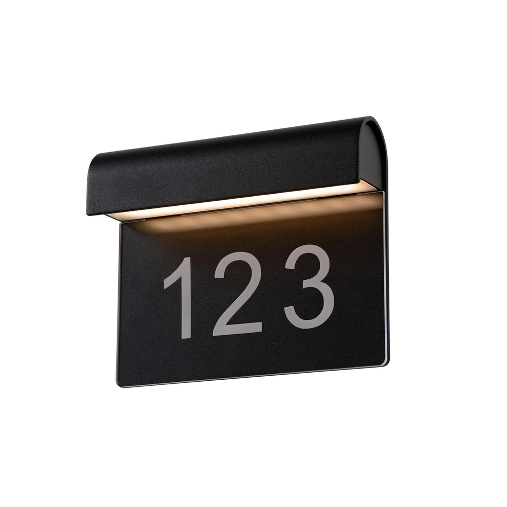 Wandlamp Thesi Led zwart met huisnummer Lucide 5411212271464
