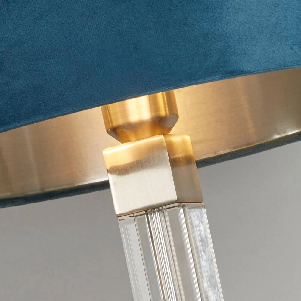 Design tafellamp Scarborough goud met blauwe kap Searchlight 5053423257150