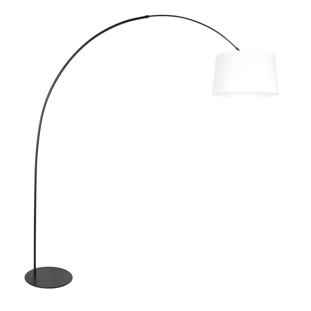 Vloerlamp Curve zwart met grof witte kap Ø 48cm