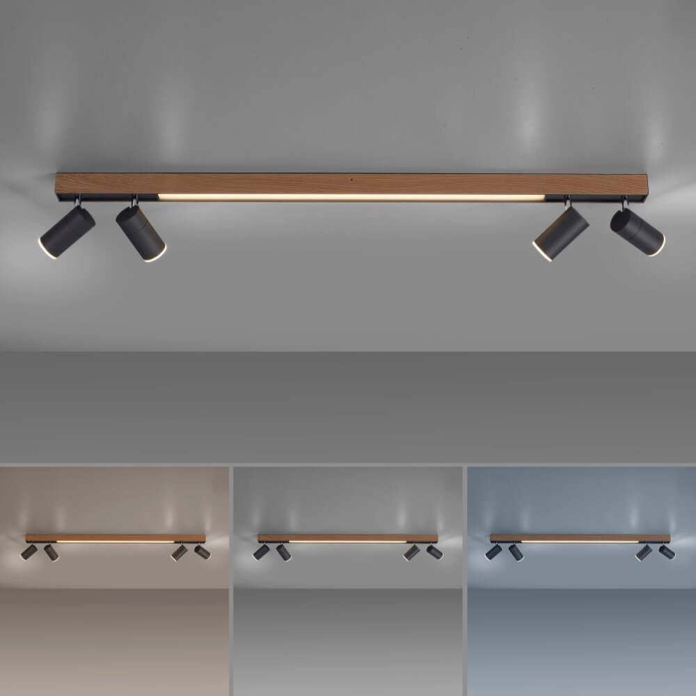 Strakke plafondlamp Pure Lines Spot hout Paul Neuhaus 4012248374566