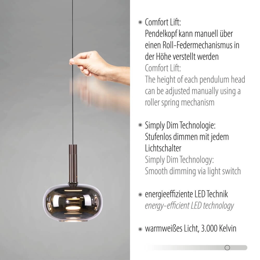 Vrolijke hanglamp Irides 3-lichts recht Paul Neuhaus 4012248383667