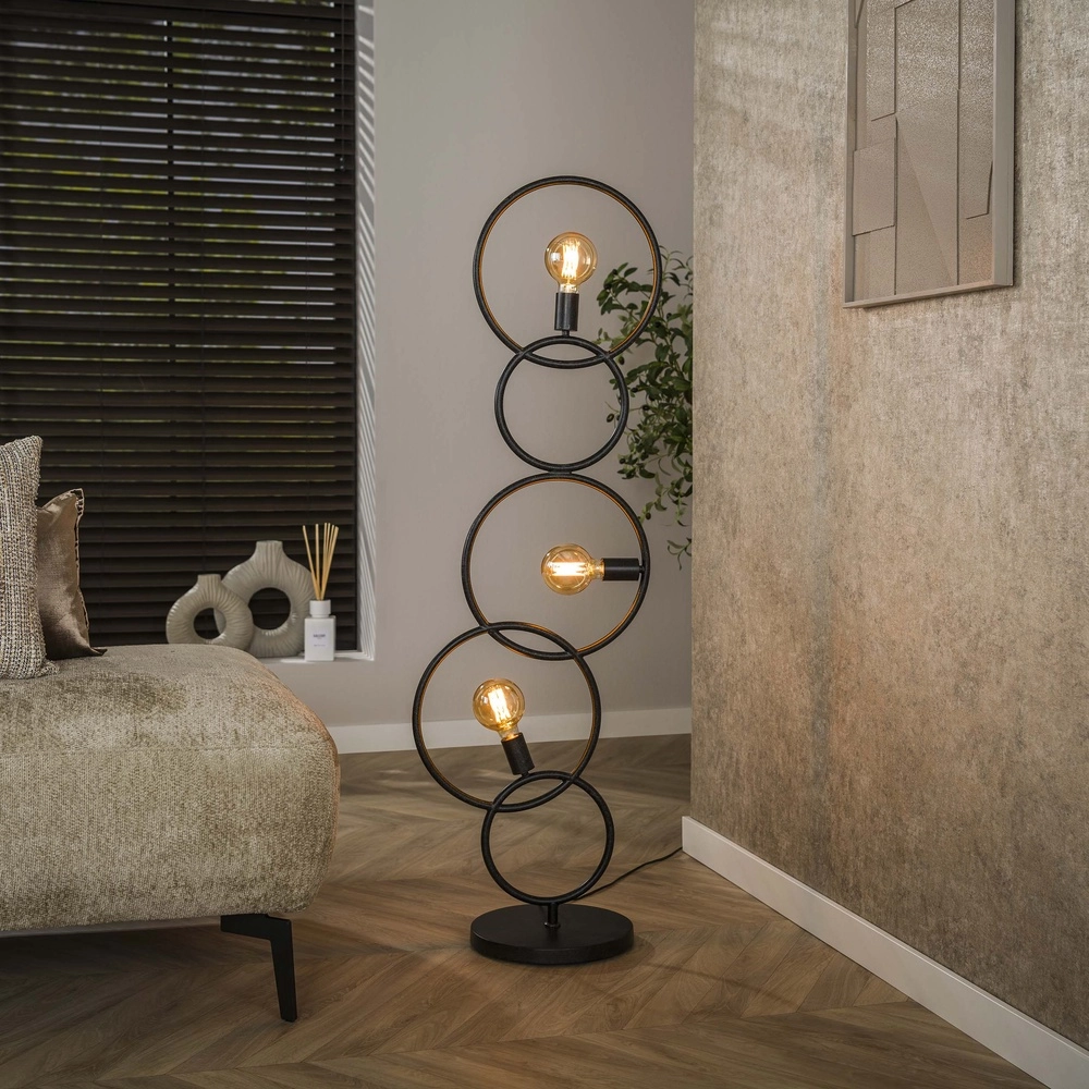 Design vloerlamp Loop zwart - 3x E27