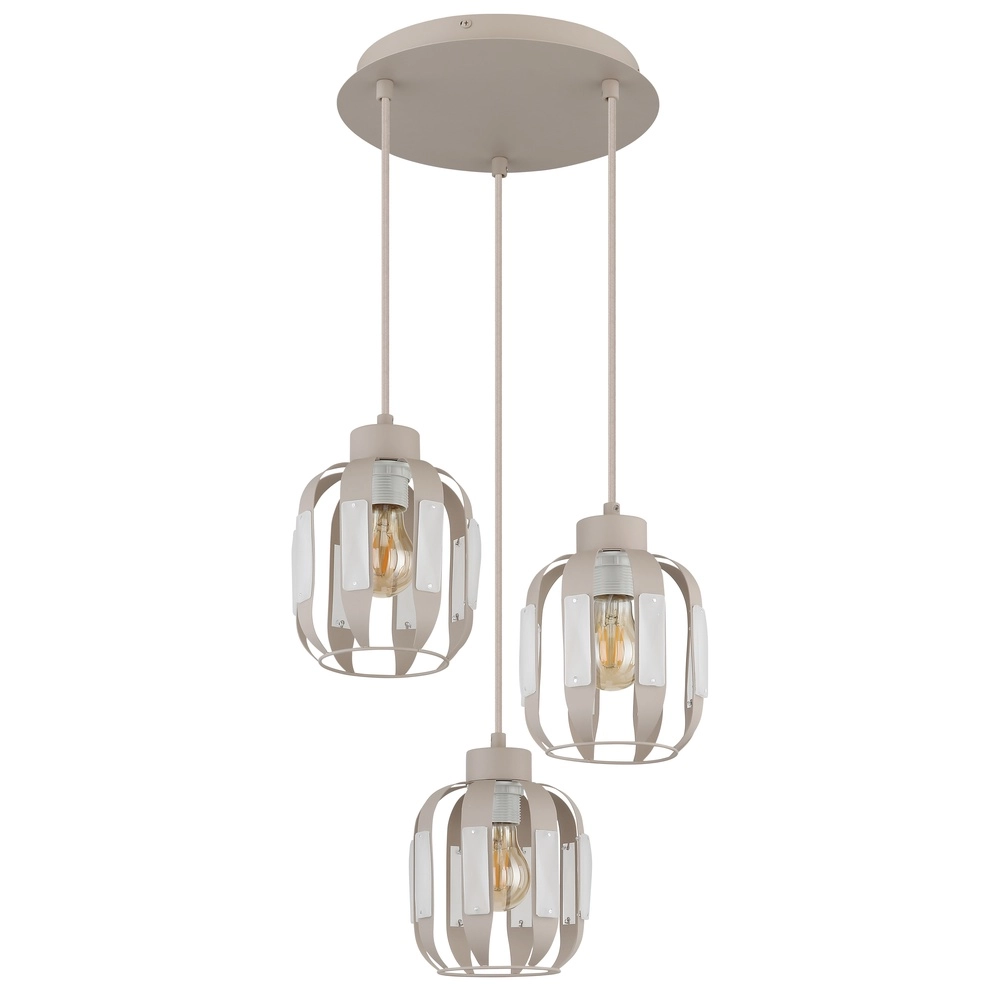 Eetkamer hanglamp Arlen 3-lichts zand bruin Globo 9007371583560