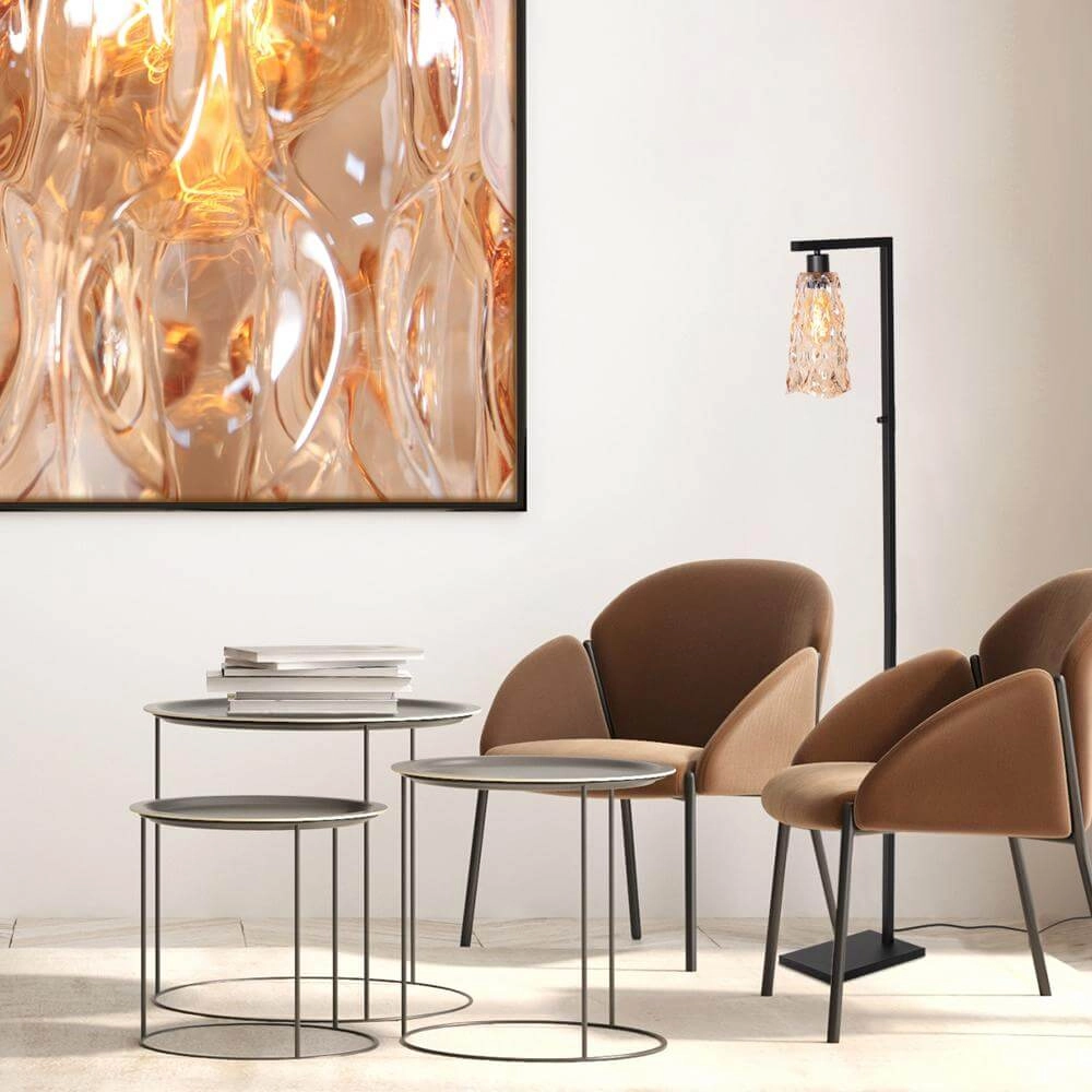 Vloerlamp Vidrio zwart met amber glas Steinhauer 8712746173741