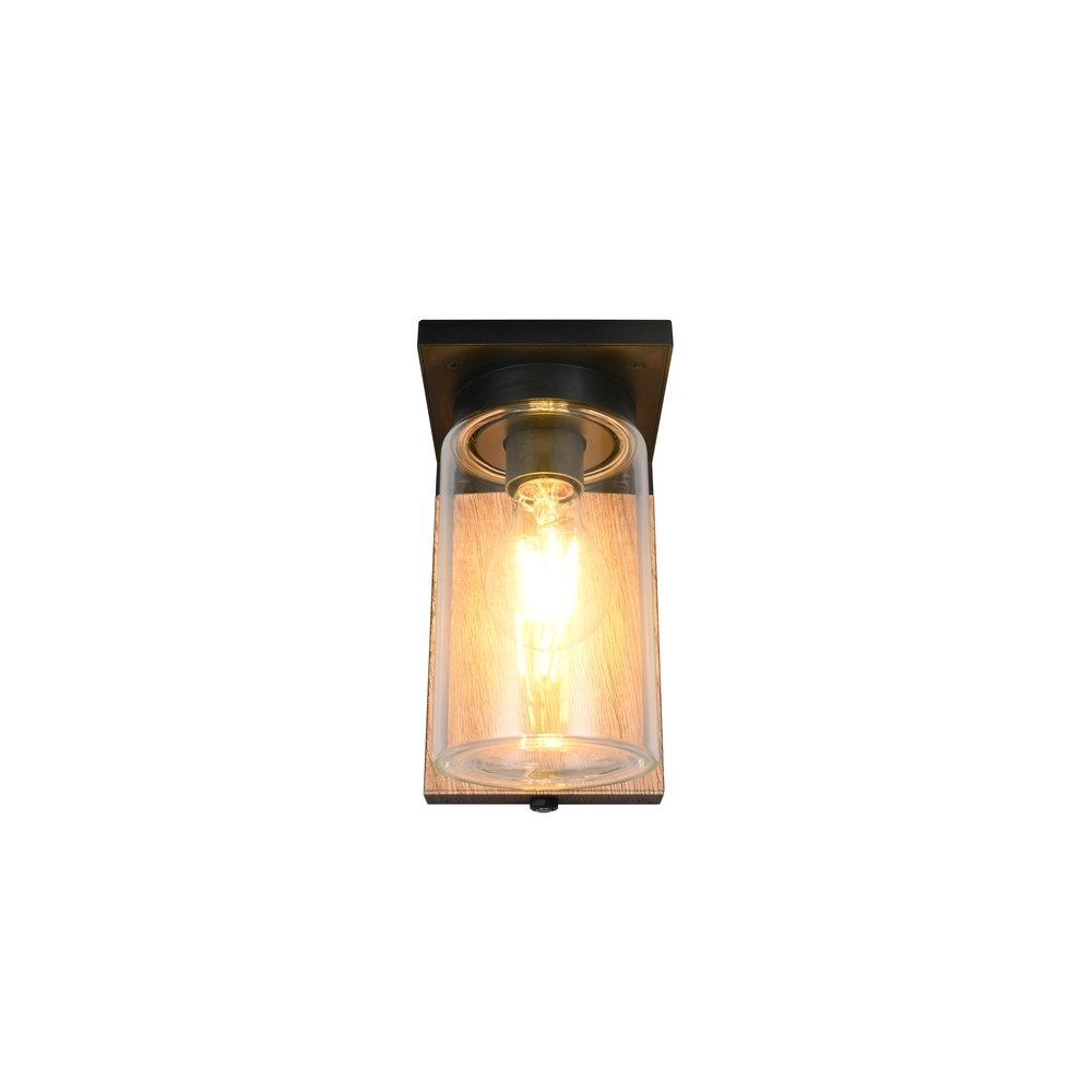 Wandlamp Ardila zwart met hout Trio 4017807603439
