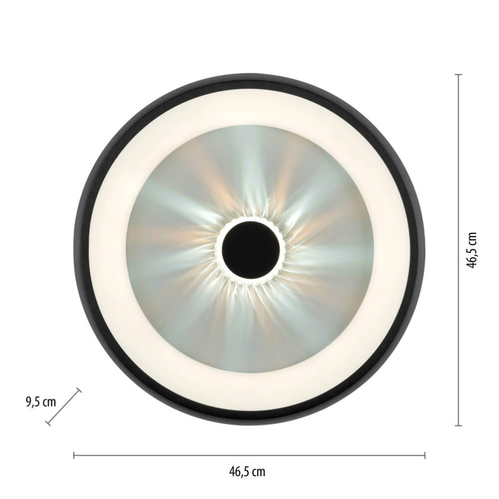 Ronde plafondlamp Vertigo zwart Ø 46,5cm Just Light 4043689994723