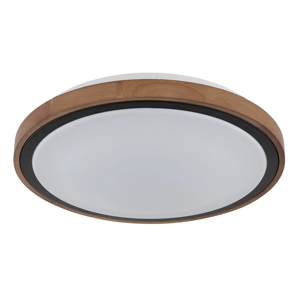 Plafondlamp Bruno Ø 36cm zwart met hout Globo 9007371474592