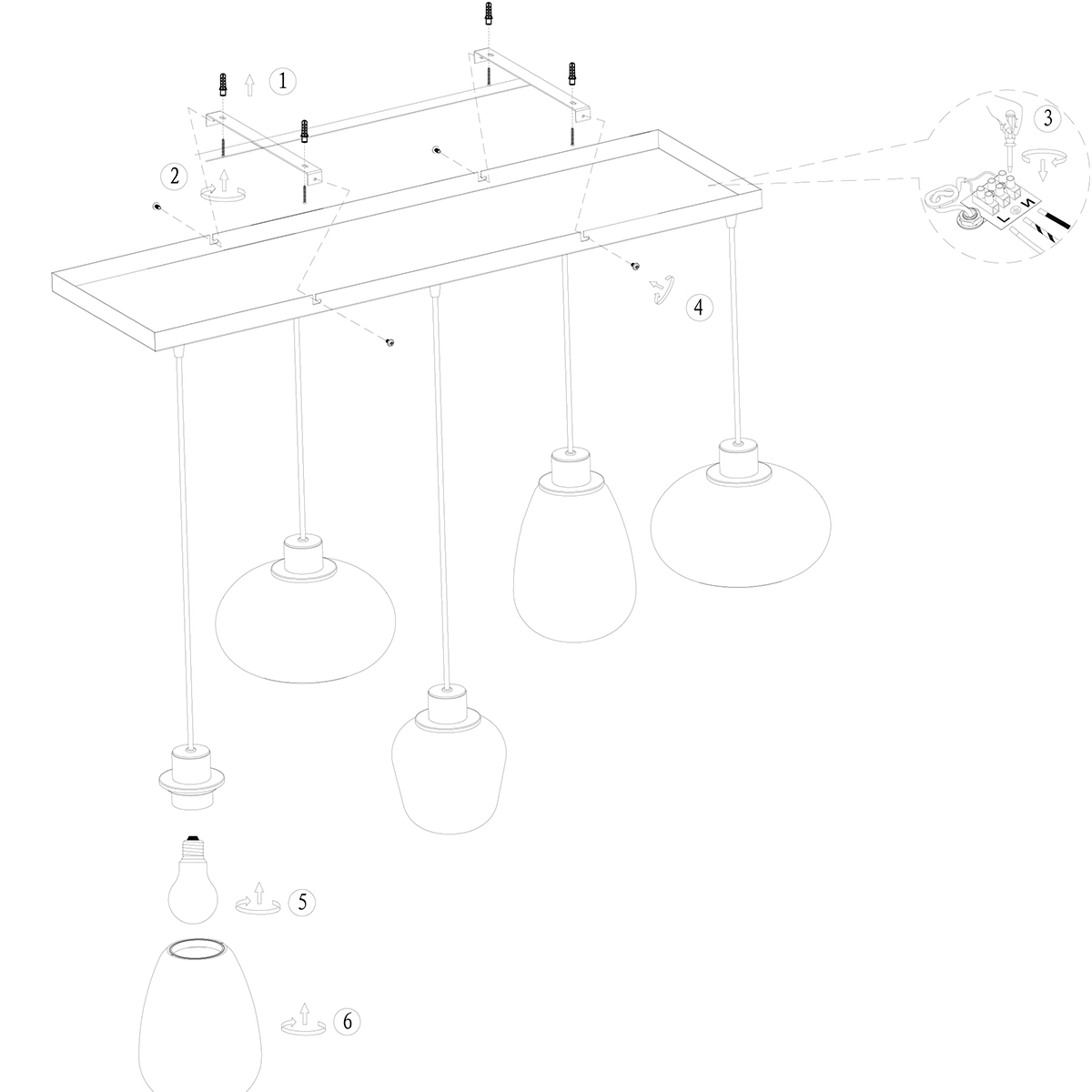Smoke glazen hanglamp Reflexion Steinhauer 8712746135589