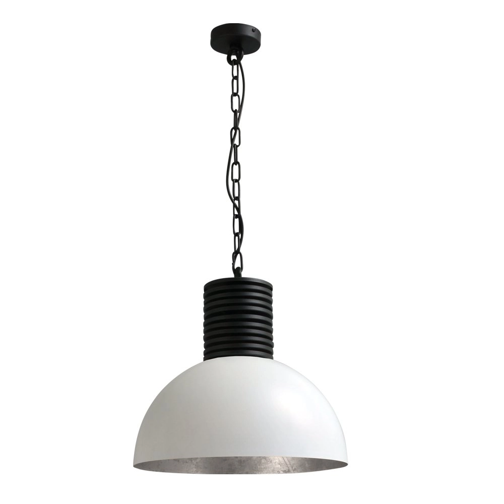 Stoere witte hanglamp Industria 40cm wit met oudzilver Masterlight 8718121180427