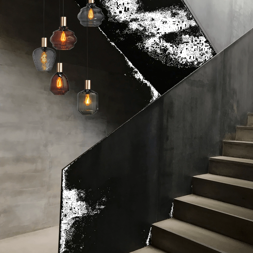 5-lichts vide hanglamp - goud - Porto met verschillende glazen Masterlight 8718121271255