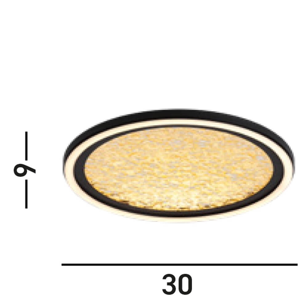 Design plafonnière Luna Ø 30cm zwart met goud Searchlight 5053423273808