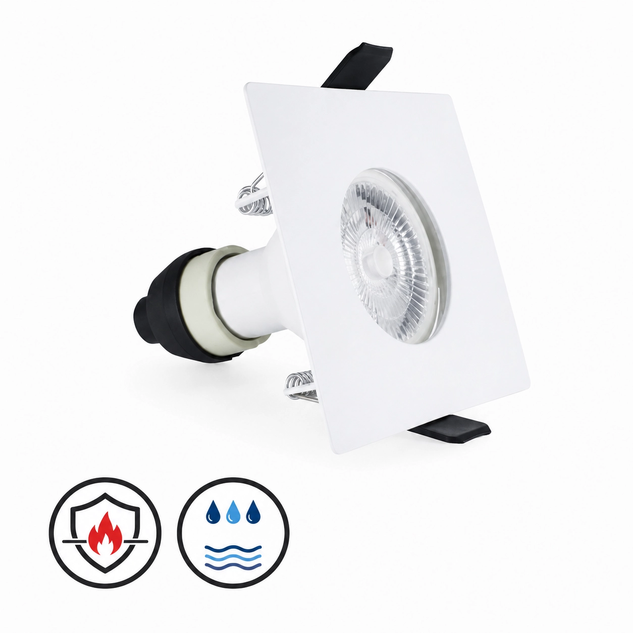 Brandwerende inbouwspot EvoFire IP65 wit vierkant
