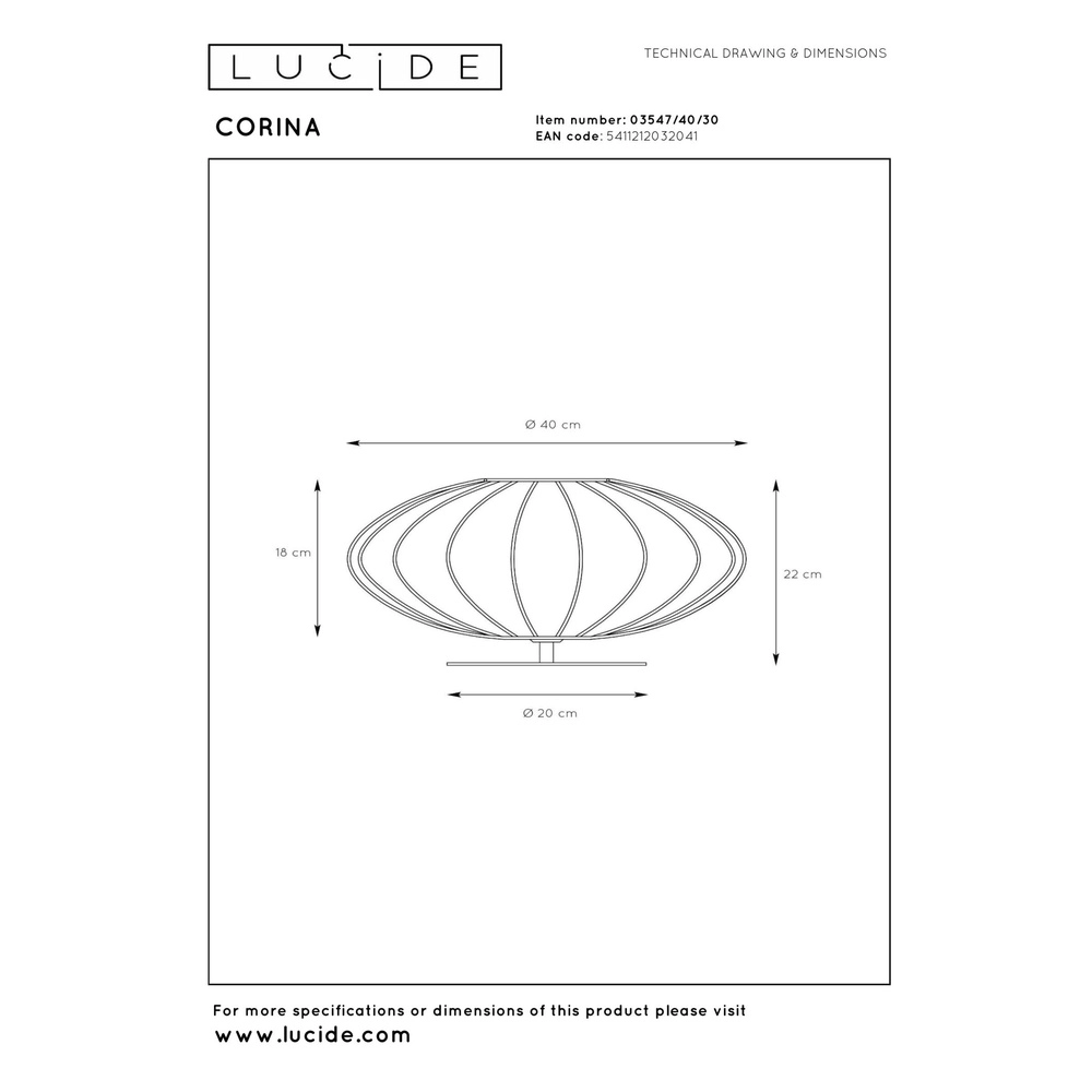 Tafellamp Corina zwart Ø 40cm Lucide 5411212032041