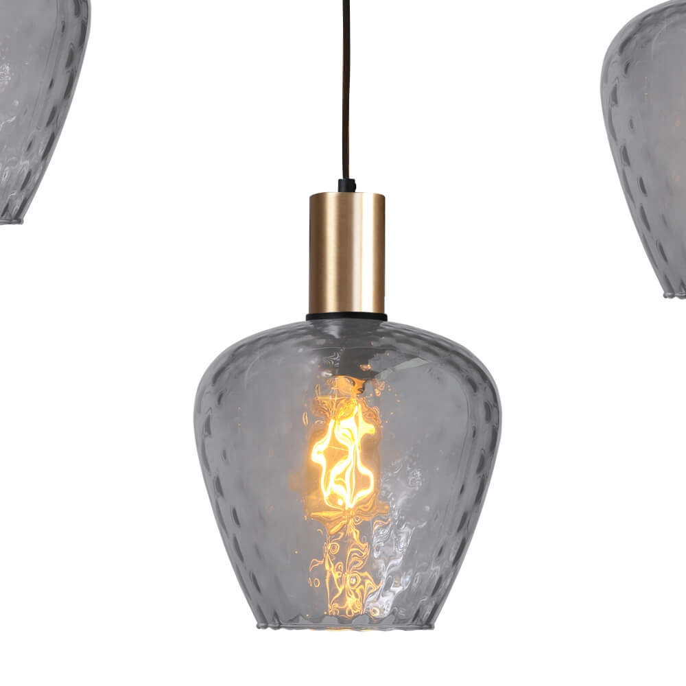 5-lichts hanglamp - goud - Porto met Diamond smoke glazen Masterlight 8718121270197