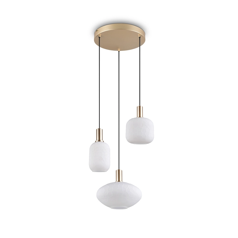 3-lichts hanglamp Emelie goud met wit glas Trio 4017807724318