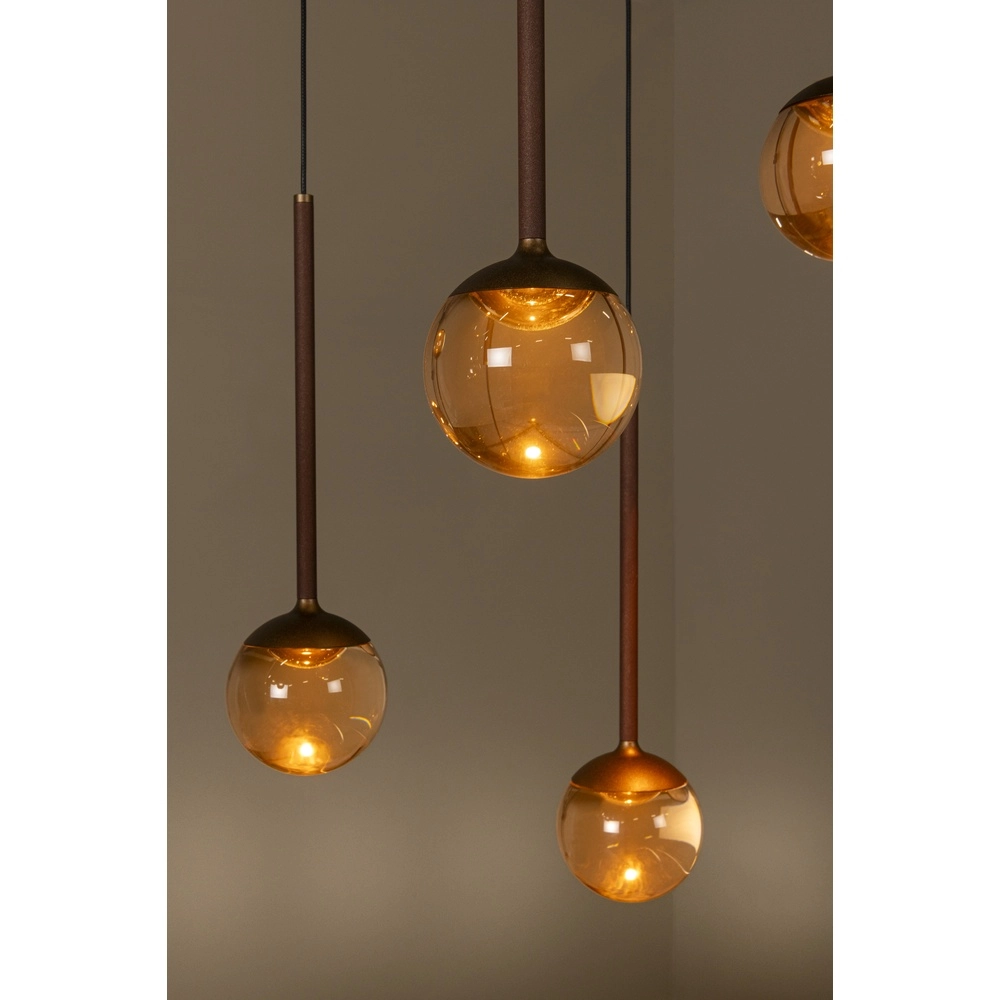 Ovale hanglamp Calina 12-lichts met amber bollen Premium by Lucide 5411212242068