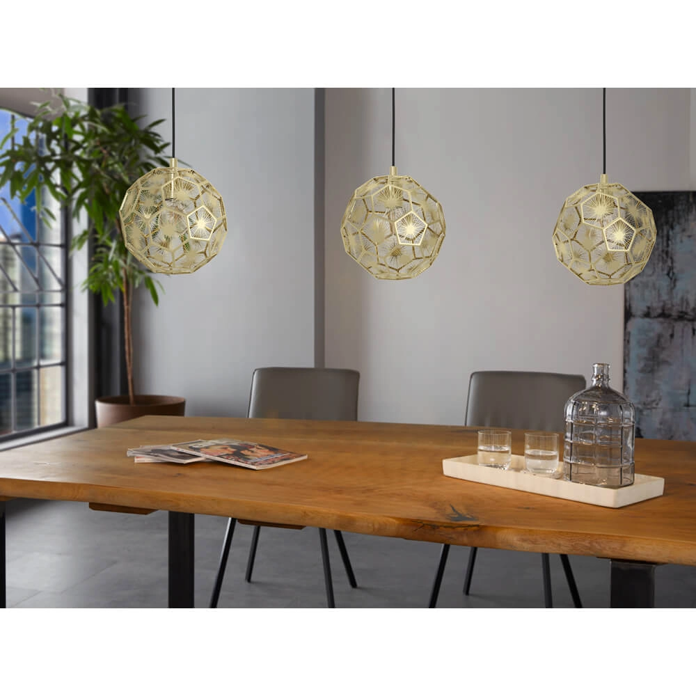 Gouden hanglamp Skoura eetkamer - 3-lichts Stars of Light 9002759397579