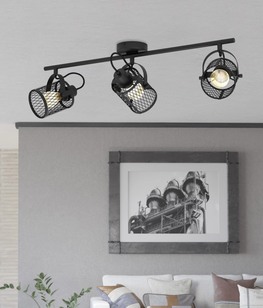 Plafondlamp Dellow 1 zwart 3-lichts Eglo 9002759312459