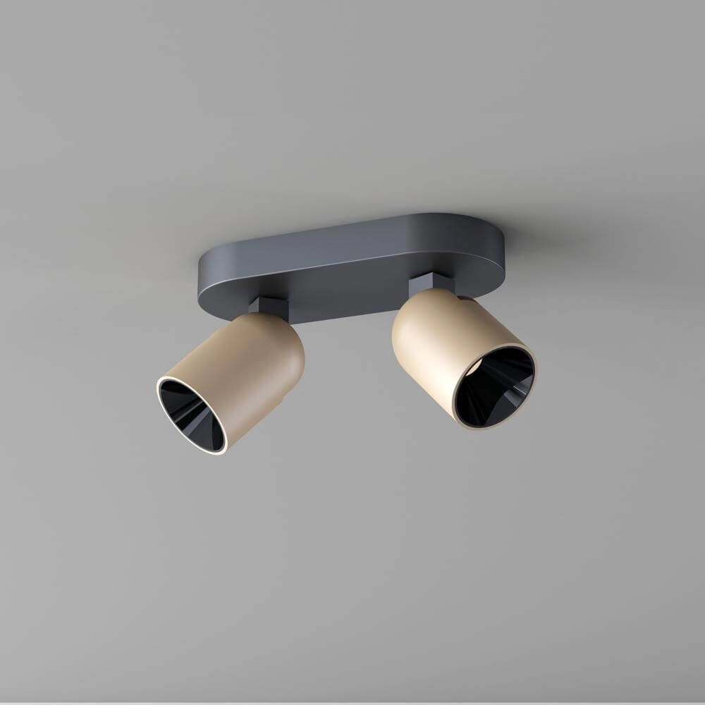 Plafondlamp Houston 2-lichts zwart met champagne Artdelight 8720701102491