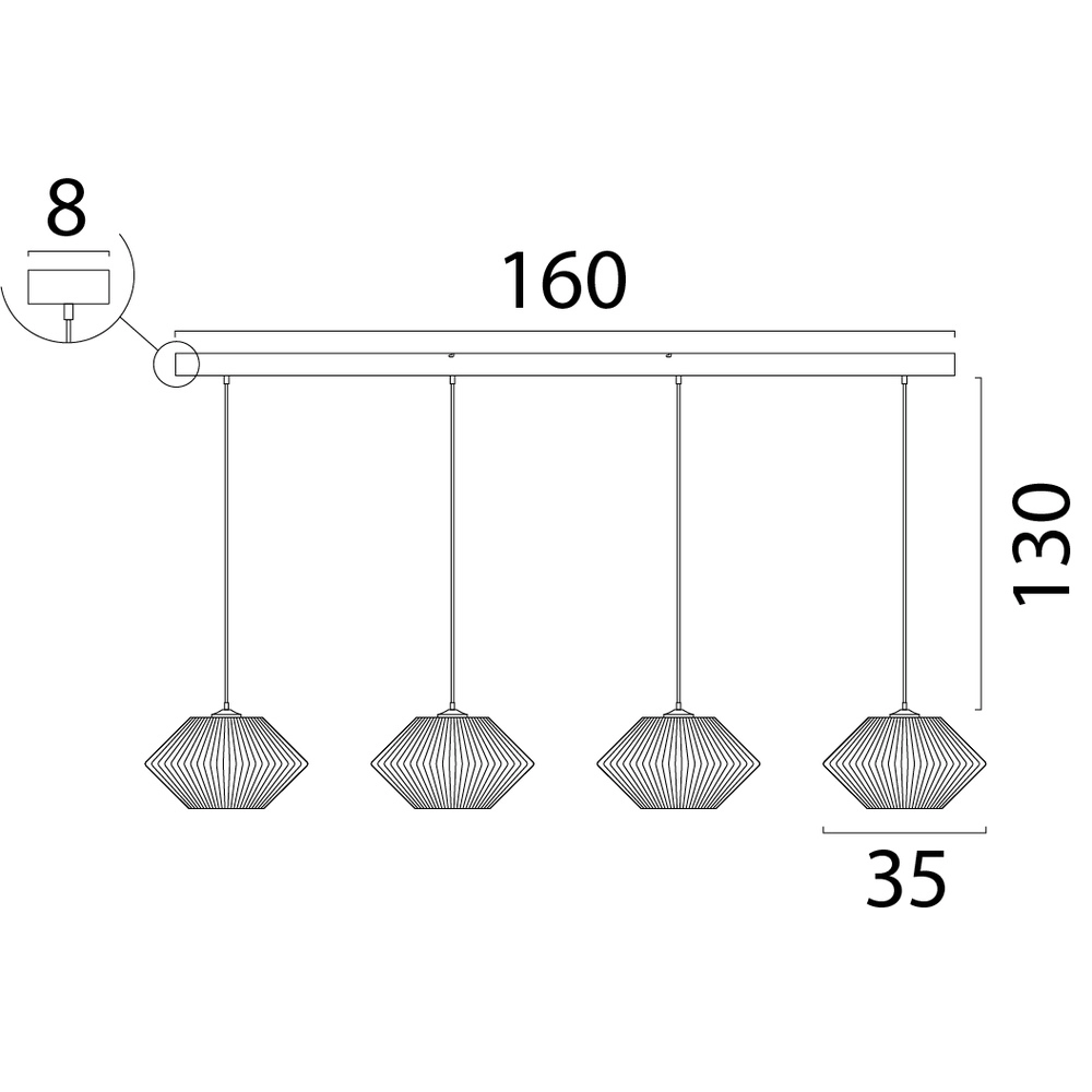Eettafel hanglamp Bicono 4x Ø35cm Masterlight 8718121352763