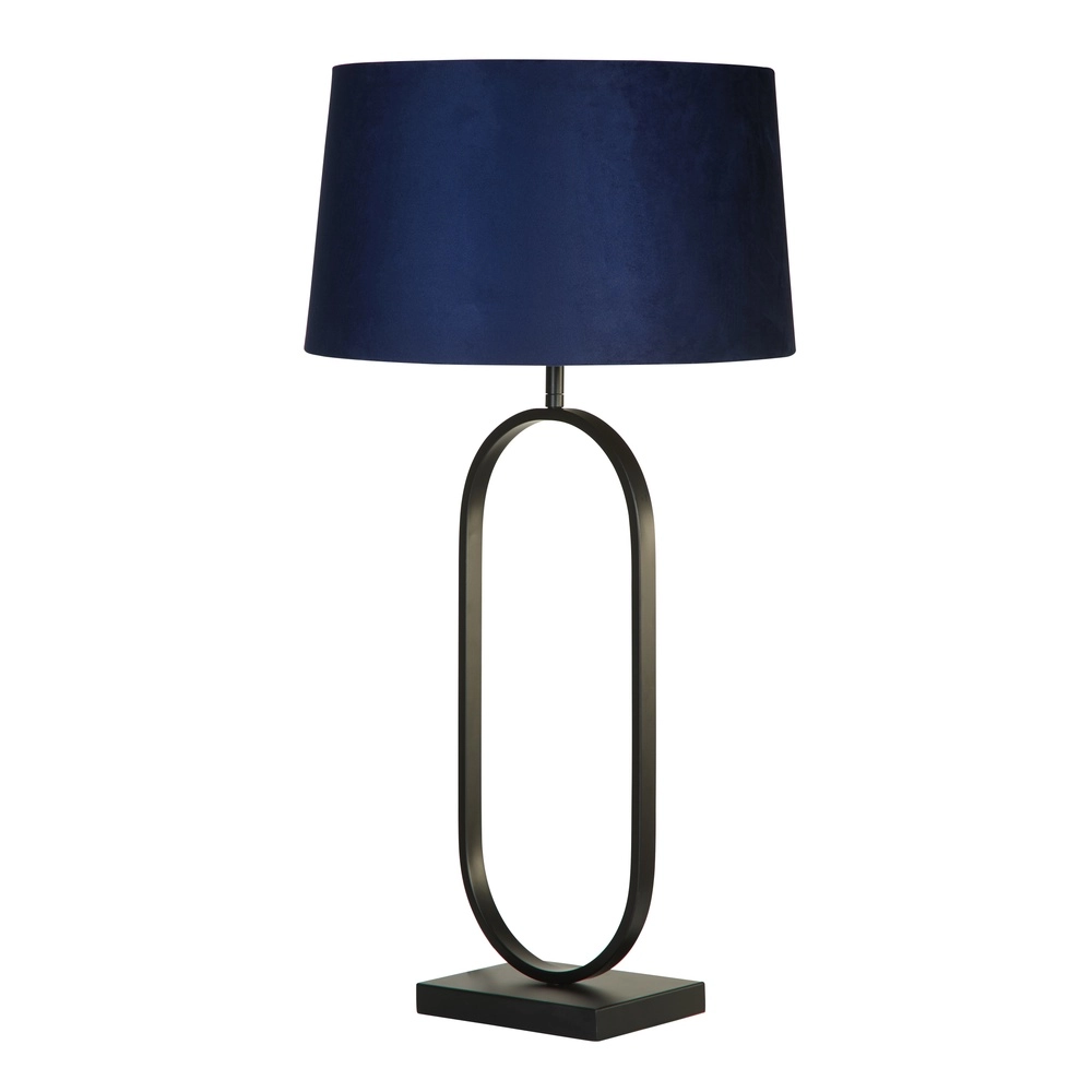 Tafellamp Modish zwart met blauwe kap Tafellamp Modish zwart met blauwe kap