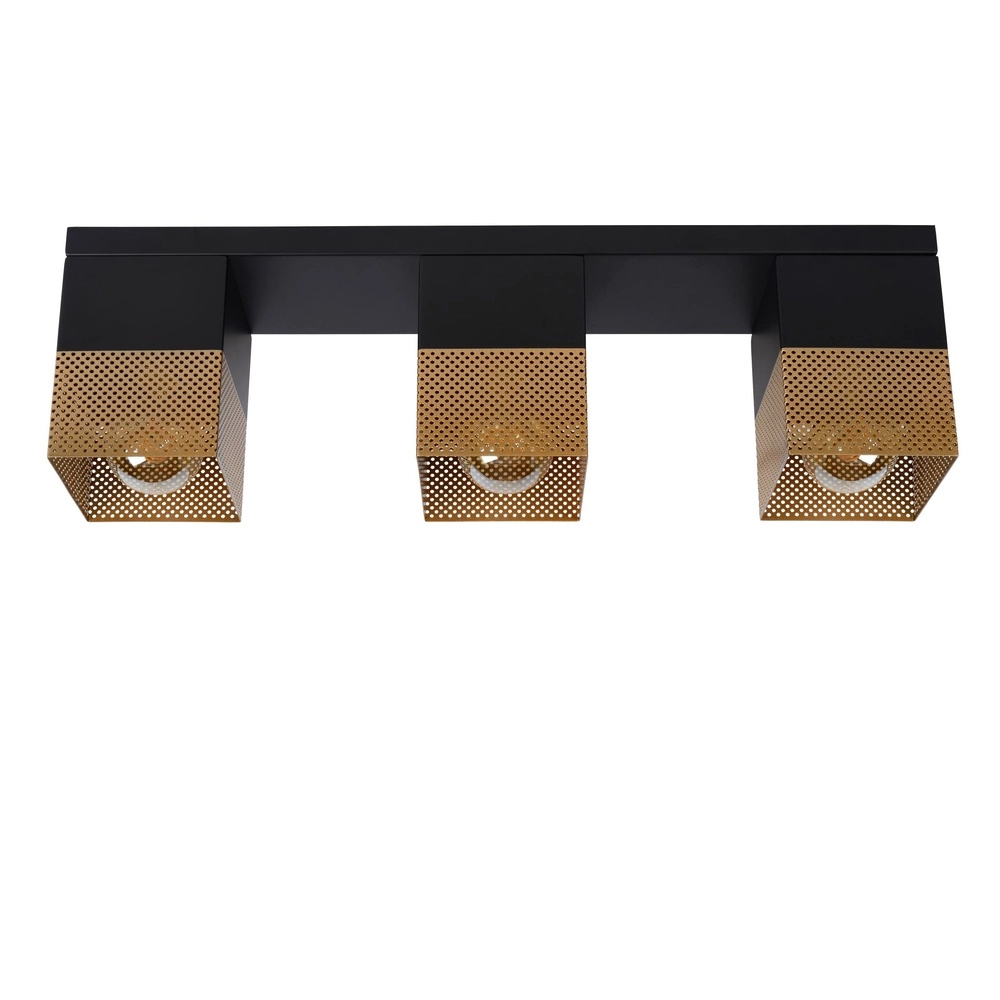 Design plafondlamp Renate 3-lichts zwart met goud