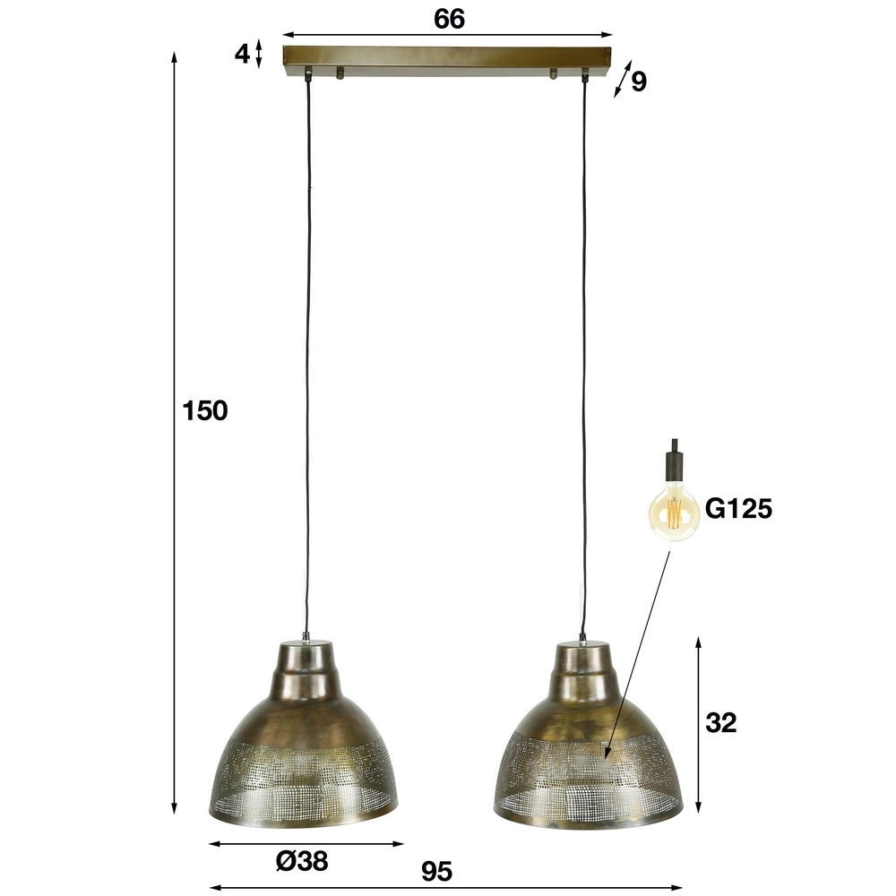 Industriële hanglamp Screen 2x Ø 38cm Lyora 8716803513006
